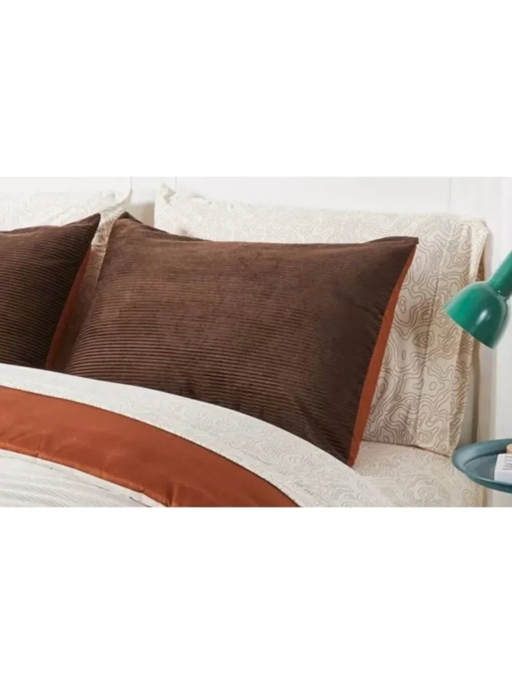 Seek Dark Brown & Orange Super Soft Corduroy Standard Size Pillow Sham NWOT